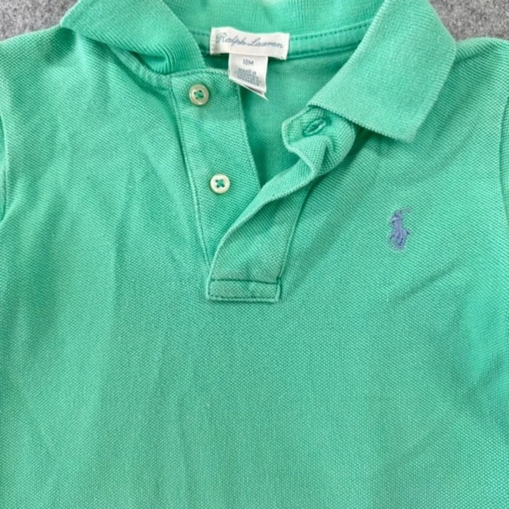 Ralph‎ Lauren Baby Boys Green Cotton Pique Short Sleeve Polo Shirt 18M